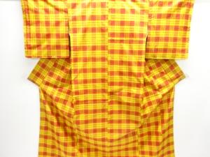 格子織り出し米沢紬着物